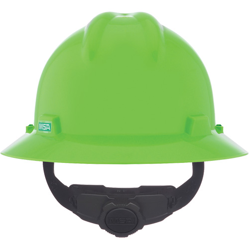 MSA 815570 V-Gard&reg; Slotted Full-Brim Hardhat, Meets CSA Type 1, Ratchet Suspension, Non-Vented