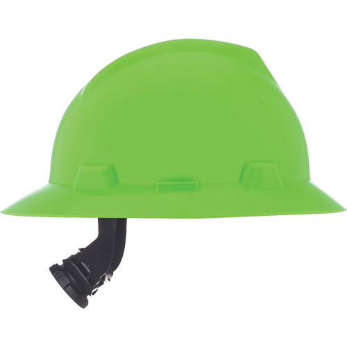 MSA 815570 V-Gard&reg; Slotted Full-Brim Hardhat, Meets CSA Type 1, Ratchet Suspension, Non-Vented