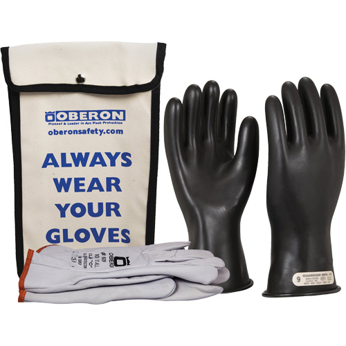 Oberon GLVKT-BRC0-1110 Ensemble de gants en caoutchouc pour l'&eacute;lectricit&eacute; de classe 0, 10, 11" lo, 20 cal/cm², NFPA 70E