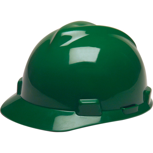 MSA 10150222 V-Gard&reg; GREEN Slotted Hard Hat, CSA Type 1, Ratchet Suspension