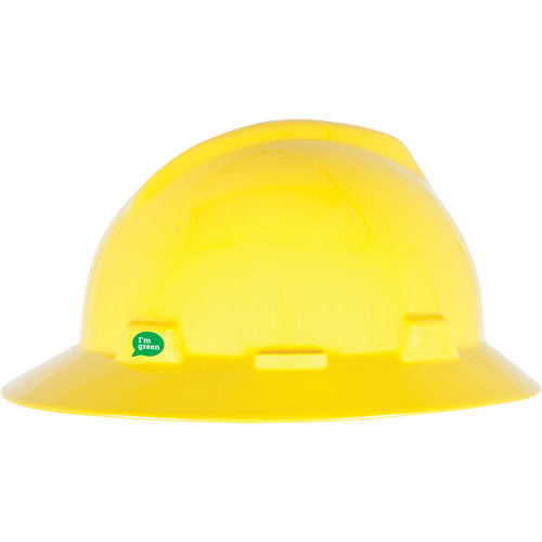 MSA 10160924 V-Gard&reg; GREEN Slotted Full Brim Hard Hat, Meets CSA Type 1, Ratchet Suspension