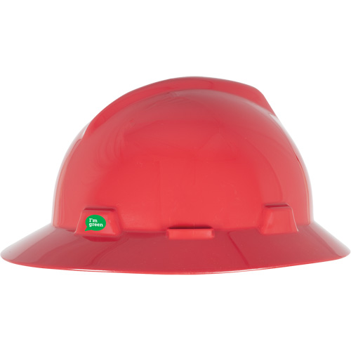 MSA 10160927 Casque de s&eacute;curit&eacute; &agrave; bord complet V-Gard GREEN avec fentes, R&eacute;pond aux normes CSA type 1, Suspension Rochet