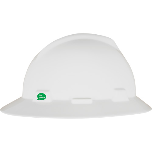MSA 10160923 V-Gard&reg; GREEN Slotted Full Brim Hard Hat, Meets CSA Type 1, Ratchet Suspension
