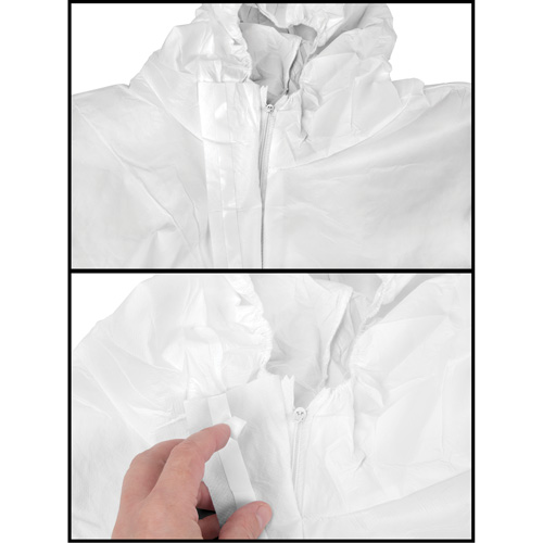 Produits de sécurité Zenith SGW460 Combinaisons &agrave; capuchon de premi&egrave;re qualit&eacute;, T-Grand, Blanc, Microporeux