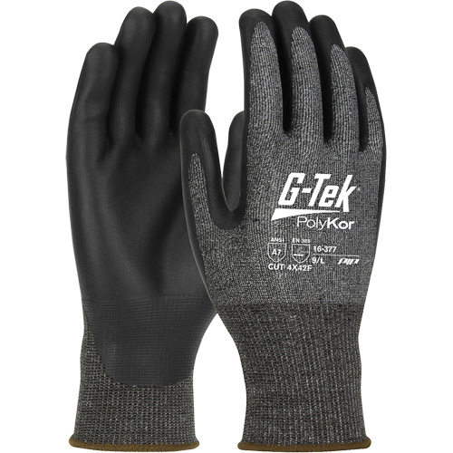 PIP Global Safety GP16377/S Gants r&eacute;sistants aux coupures G-Tek PolyKor X7, Taille Petit, Calibre 18, Rev&ecirc;tement Polyur&eacute;thane, Enveloppe en Poly&eacute;thyl&egrave;ne, ASTM ANSI niveau A7/EN 388 niveau F