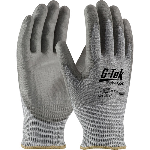 PIP Global Safety GP16560/XL Gants r&eacute;sistants aux coupures G-Tek PolyKor, Taille T-Grand, Calibre 13, Rev&ecirc;tement Polyur&eacute;thane, Enveloppe en Poly&eacute;thyl&egrave;ne, ASTM ANSI niveau A4/EN 388 niveau 5/EN 388 niveau D