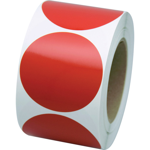 Incom Top Tape & Label VC300R Formes de marquage, Cercle, 3" lo x 3" la, Rouge, Vinyle