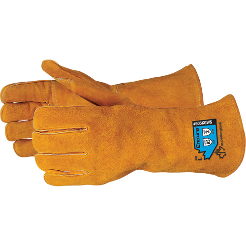 Superior Glove Works Ltd. 505KGWS-L Gants de soudure de luxe r&eacute;sistants aux coupures Endura, Cuir de vache refendu, Taille Grand