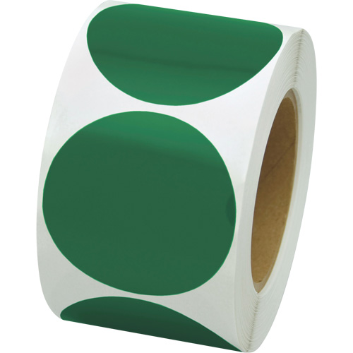 Incom Top Tape & Label VC300G Coloured Marking Dots, Circle, 3" L x 3" W, Green, Vinyl