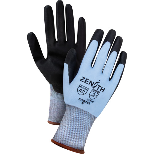 Produits de sécurité Zenith SGW790 Gants r&eacute;sistants &agrave; la coupe &agrave; dext&eacute;rit&eacute; ultime, Taille Petit, Calibre 18, Rev&ecirc;tement Polyur&eacute;thane, Enveloppe en PEHP, ASTM ANSI niveau A2/EN 388 niveau B