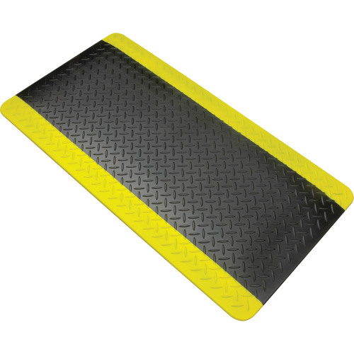 Produits de sécurité Zenith SGW898 Tapis antifatigue, Losange, 1-2/3' x 3-1/4' x 3/4", Noir/Jaune, Polyur&eacute;thane
