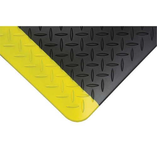 Produits de sécurité Zenith SGW898 Tapis antifatigue, Losange, 1-2/3' x 3-1/4' x 3/4", Noir/Jaune, Polyur&eacute;thane