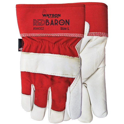 Watson Gloves 94002-XXL Gants d'ajusteur Red Baron, 2T-Grand, Paume en Cuir fleur de vache, Doublure en Tissu-laine