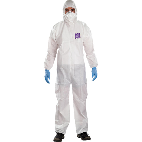 Ansell WH15-S-92-101-06 AlphaTec Microchem&reg; 3-Piece Chemical Resistant Coveralls with Hood, 2X-Large, White