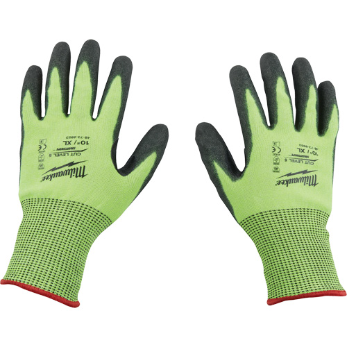 Milwaukee 48-73-8953 Gants &agrave; haute visibilit&eacute; enduits par trempage, Taille T-Grand, Calibre 15, Rev&ecirc;tement Polyur&eacute;thane, Enveloppe en Poly&eacute;thyl&egrave;ne, ASTM ANSI niveau A5