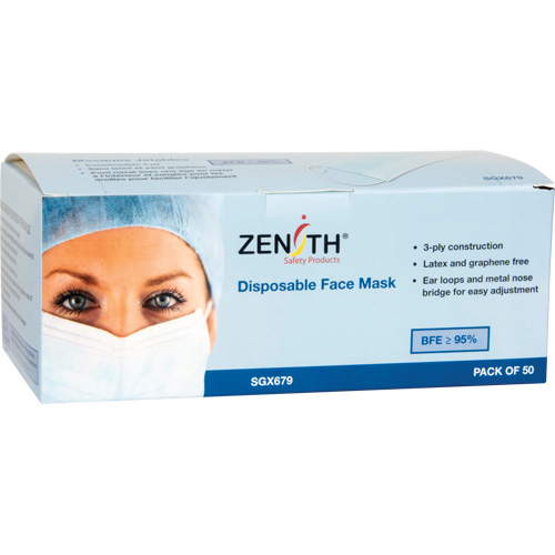 Produits de sécurité Zenith SGX679 Masques jetables, Non m&eacute;dical