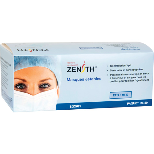 Zenith Safety Products SGX679 Disposable Face Masks, Non-Medical