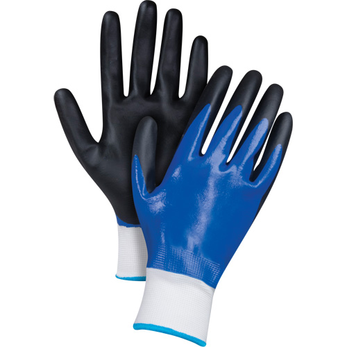 Zenith Safety Products SGX786 Black & Blue Coated Gloves, 2X-Large, Foam Nitrile Coating, 15 Gauge, Nylon Shell