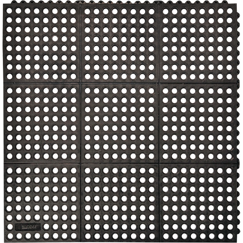 Notrax 550S0035BL Cushion-Ease&reg; 550 Interlocking Anti-Fatigue Mat, Slotted, 3' x 5' x 3/4", Black, Rubber