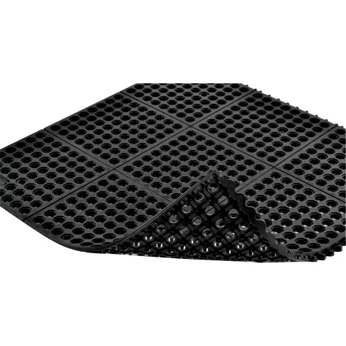 Notrax 550S0035BL Cushion-Ease&reg; 550 Interlocking Anti-Fatigue Mat, Slotted, 3' x 5' x 3/4", Black, Rubber