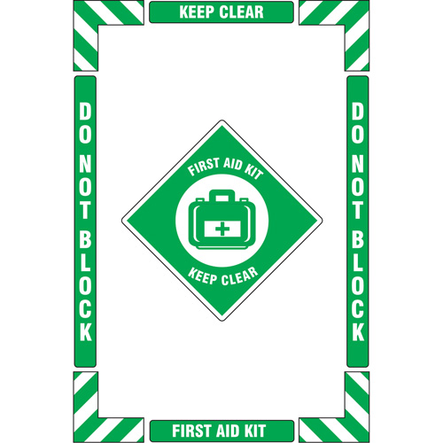 Accuform NMC PSR107 "First Aid" Floor Marking Kit, Adhesive, English with Pictogram