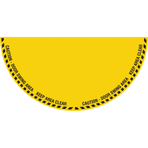 Accuform NMC DFS200 "Caution" Half Circle Swing Door Floor Sign, Adhesive, English with Pictogram