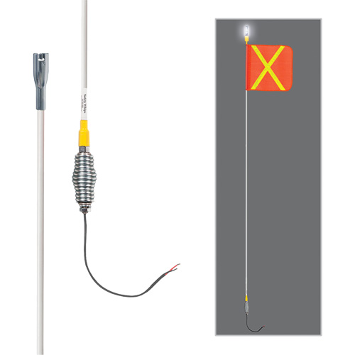Driver Industrial Safety SD05-X-30B-SC4CW Safety Whip&reg; All-Weather Super-Duty Warning Whips with Constant LED Light, Spring Mount, 5' High, Orange with Reflective