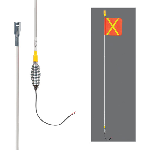 Driver Industrial Safety SD12-X-30B-SC4CA Tiges de s&eacute;curit&eacute; tout-temps de s&eacute;rie lourde avec lumi&egrave;re DEL constante Safety Whip, Fixation Ressort, Hauteur 12', Orange avec X r&eacute;fl&eacute;chissant