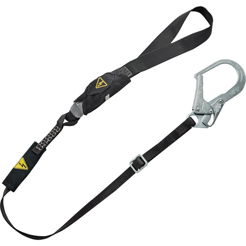 MSA 10199059 V-Series Utility Energy Absorbing Lanyard, 6', Rebar Hook Center, Snap Hook Leg Ends, Nylon