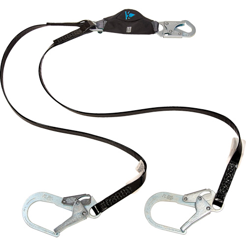 MSA 10207254 Anti-Corrosion Energy Absorbing Lanyard, 6', Rebar Hook Center, Snap Hook Leg Ends, Polyester