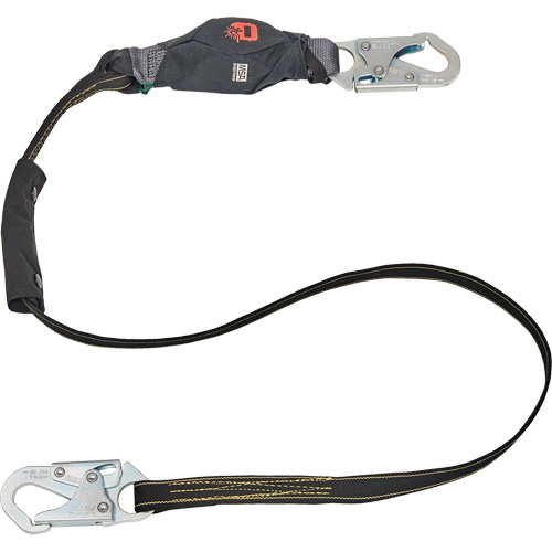 MSA 10206836 Anti-Corrosion Energy Absorbing Lanyard, 6', Rebar Hook Center, Snap Hook Leg Ends, Polyester