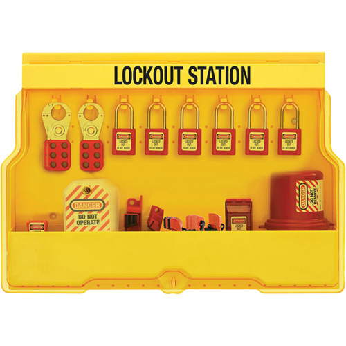 Master Lock S1850E410PRE Premier Electrical Lockout Station, Thermoplastic Padlocks, 16 Padlock Capacity, Padlocks Included