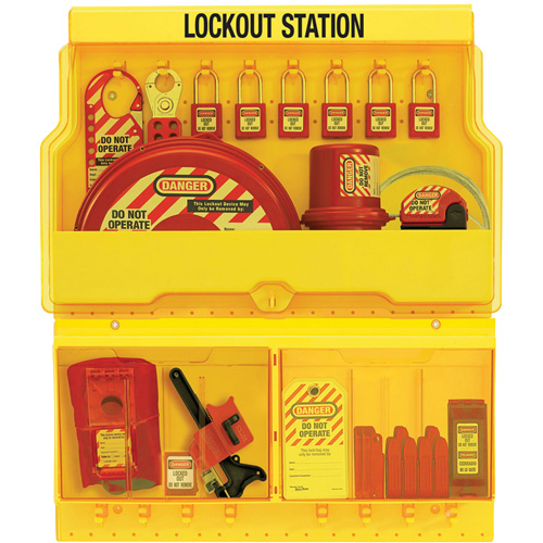 Master Lock S1900VE410 Station de cadenassage pour vannes et appareils &eacute;lectriques de luxe standard, Cadenas Thermoplastique, Capacit&eacute; de 32, Cadenas Compris