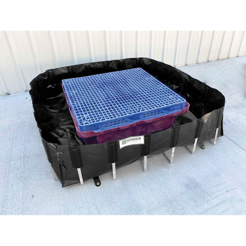 Ultratech 0816 Berme de confinement des d&eacute;versements Ultra-IBC Berm, Capacit&eacute; 400 gal. US, 6' la x 6' lo x 18" h, Support en L