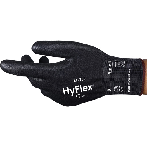 Ansell 11757090 HyFlex&reg; 11-757 Cut-Resistant Gloves, Size 9, 18 Gauge, Polyurethane Coated, Intercept Shell, ASTM ANSI Level A7/EN 388 Level F