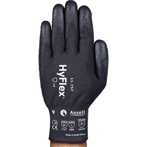 Ansell 11757080 Gants r&eacute;sistant aux coupures Hyflex 11-757, Taille 8, Calibre 18, Rev&ecirc;tement Polyur&eacute;thane, Enveloppe en Intercept, ASTM ANSI niveau A7/EN 388 niveau F