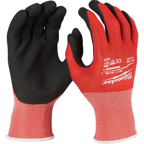 Milwaukee 48-22-8901 Cut-Resistant Gloves, Size Medium, Nitrile Coated, Nylon/Lycra&reg; Shell, ANSI/ISEA 105 Level 1/EN 388 Level 1