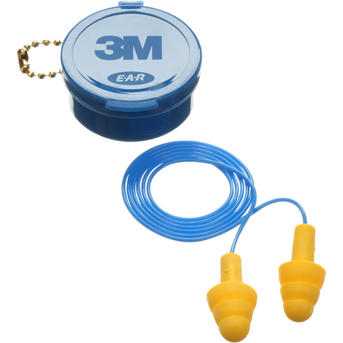 3M 340-4002 Bouchons d'oreilles pr&eacute;moul&eacute;s E-A-R Ultrafit, Avec cordon, Paire - Boîtier en plastique, 25 dB NRR, Taille unique