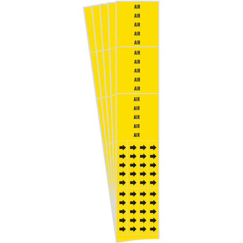 Brady 7005-3C-PK "Air" Pipe Marker, Self-Adhesive, 2-1/4" H x 2-3/4" W, Black on Yellow