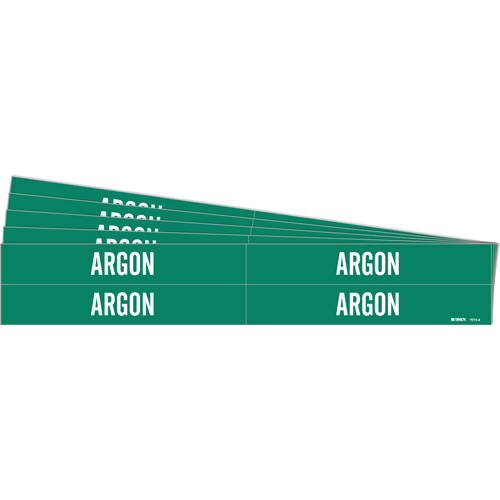 Brady 7015-4-PK "Argon" Pipe Markers, Self-Adhesive, 1-1/8" H x 7" W, White on Green