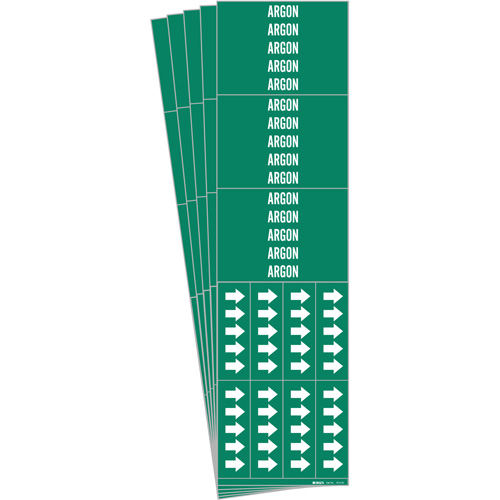 Brady 7015-3C-PK "Argon" Pipe Marker, Self-Adhesive, 2-1/4" H x 2-3/4" W, White on Green