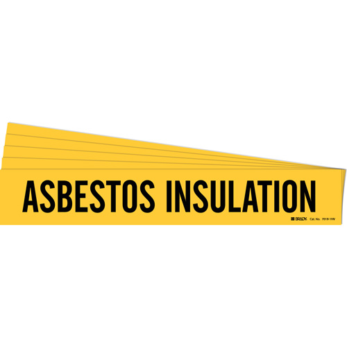 Brady 7019-1HV-PK Marqueur de tuyau Asbestos Insulation, Autocollant, 4" h x 24" la, Noir sur jaune