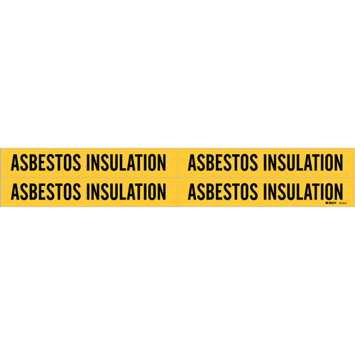 Brady 7019-4-PK Marqueurs de tuyau Asbestos Insulation, Autocollant, 1-1/8" h x 7" la, Noir sur jaune