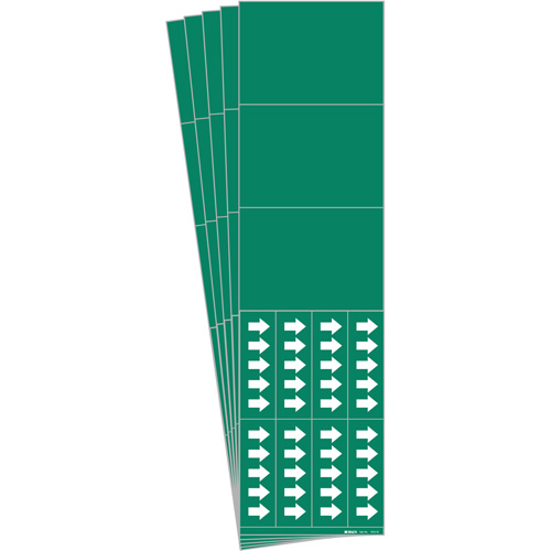 Brady 7022-3C-PK Blank Pipe Markers, Self-Adhesive, 2-1/4" H x 2-3/4" W, White on Green