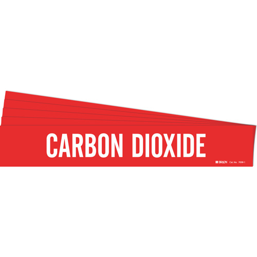 Brady 7039-1-PK "Carbon Dioxide" Pipe Marker, Self-Adhesive, 2-1/4" H x 14" W, White on Red