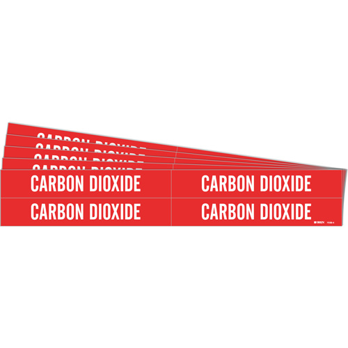 Brady 7039-4-PK Marqueurs de tuyau Carbon Dioxide, Autocollant, 1-1/8" h x 7" la, Blanc/rouge
