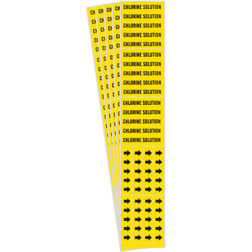Brady 7050-3C-PK "Chlorine Solution" Pipe Markers, Self-Adhesive, 2-1/4" H x 2-3/4" W, Black on Yellow