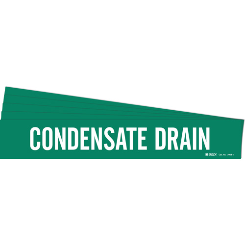 Brady 7063-1-PK Marqueur de tuyau Condensate Drain, Autocollant, 2-1/4" h x 14" la, Blanc/vert