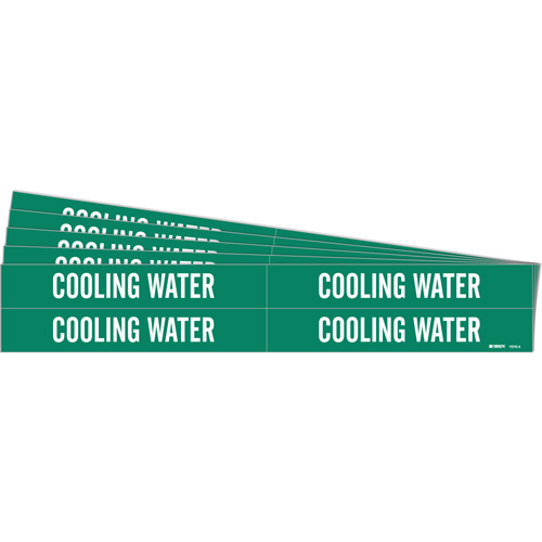 Brady 7070-4-PK Marqueurs de tuyau Cooling Water, Autocollant, 1-1/8" h x 7" la, Blanc/vert