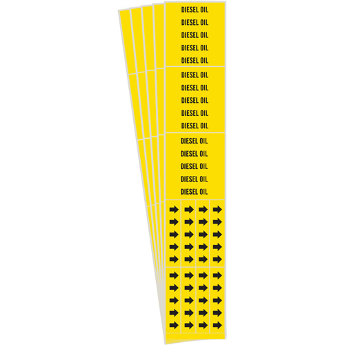 Brady 7078-3C-PK "Diesel" Pipe Markers, Self-Adhesive, 2-1/4" H x 2-3/4" W, Black on Yellow